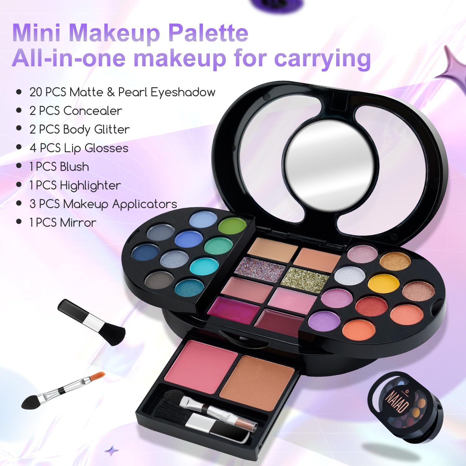 Miroir et applicateurs Color Nymph, kit compact idéal pour retouches en déplacement
