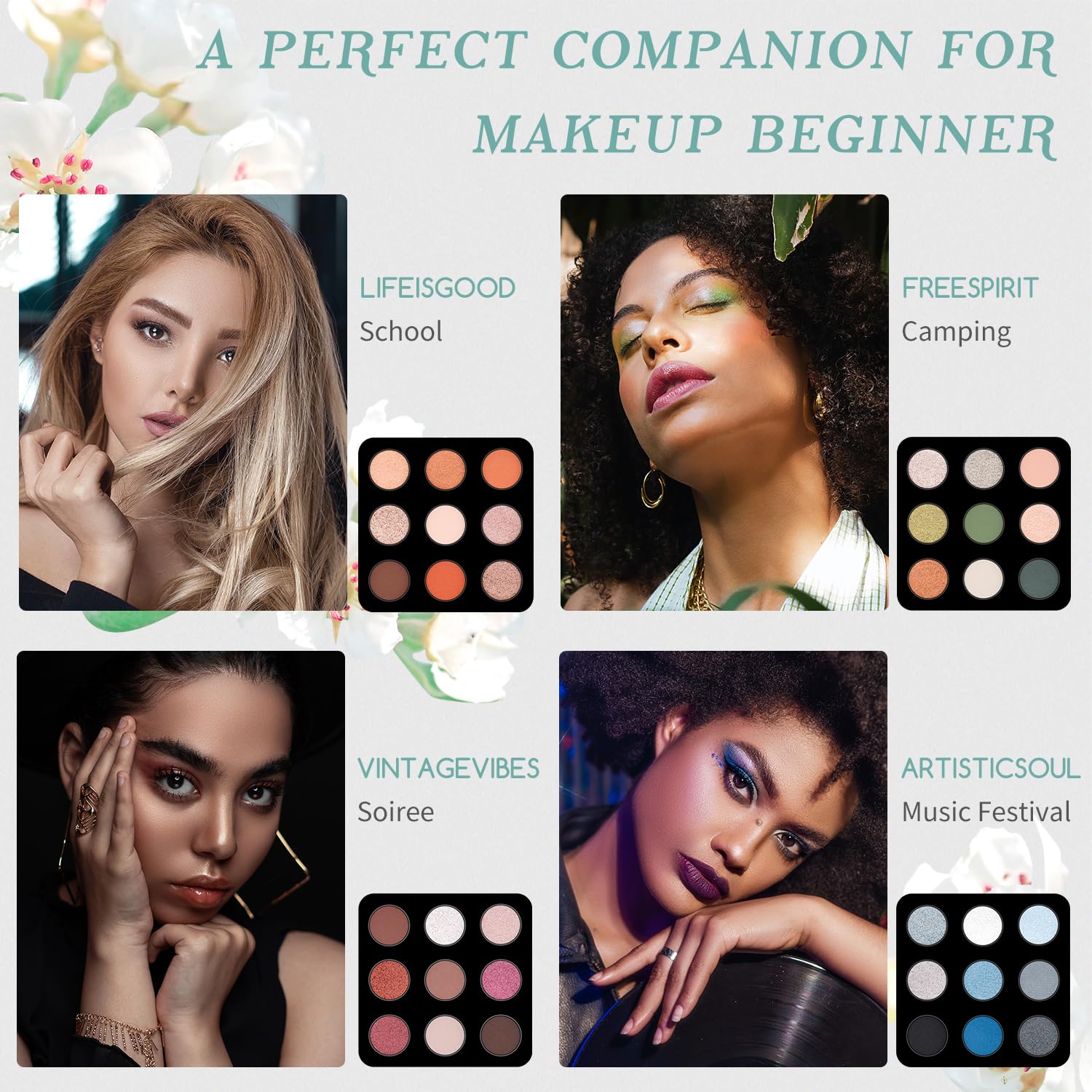 Color Nymph pinceaux maquillage, six outils essentiels pour une application précise.