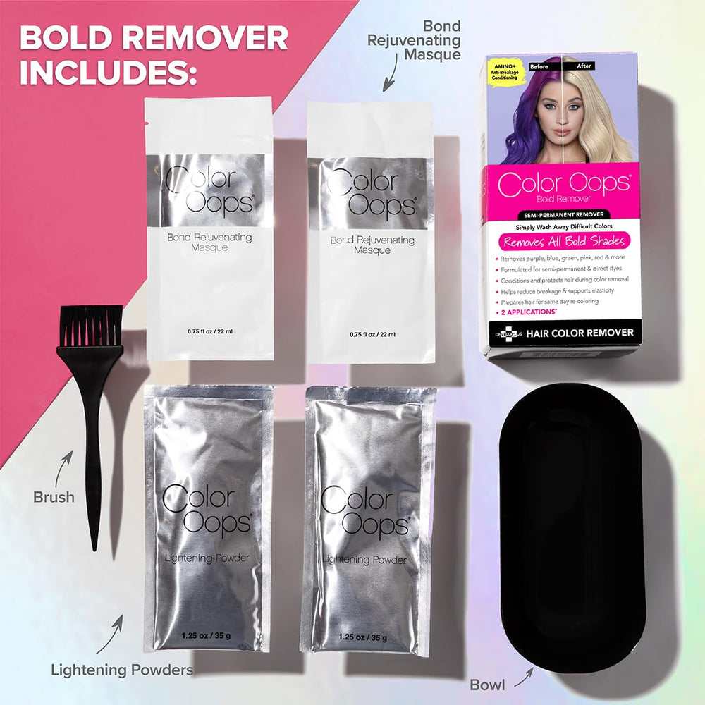 Color Oops Bold Remover montre la transition de couleur le même jour.
