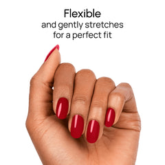 Color Street Beijing Beauty strips in action show easy peel-and-apply without dry time.