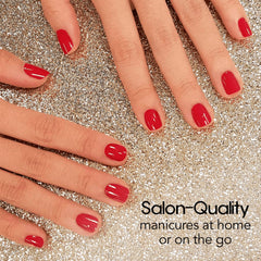 Color Street Beijing Beauty creme finish nails for a bold red look.