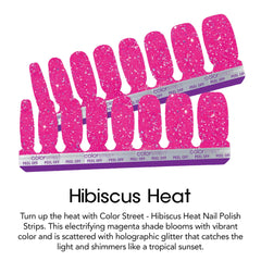 Color Street Hibiscus Heat – fini magenta brillant pour un look estival.