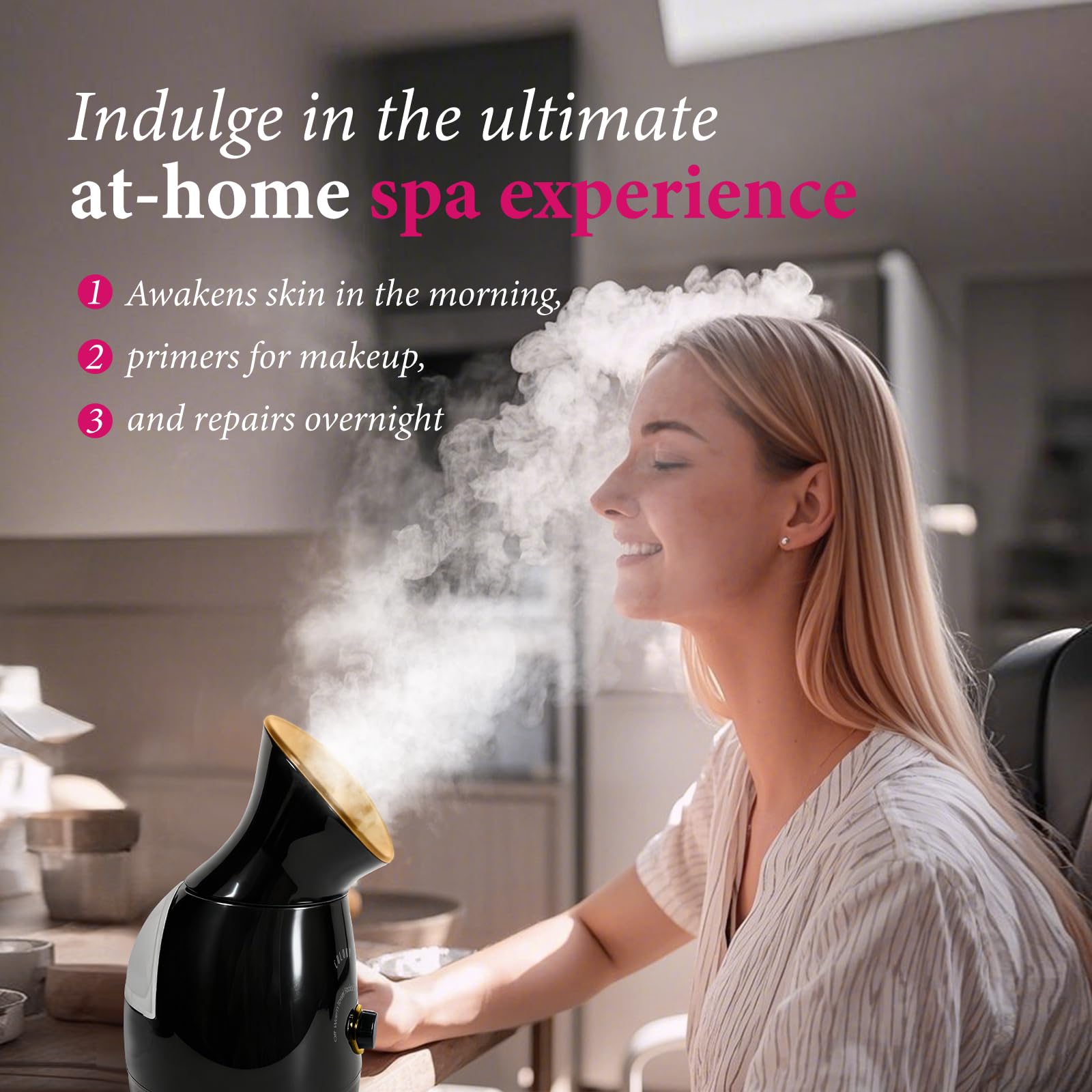 Colorfarm Face Steamer Nano, kit soin en acier inox inclus pour routine complète.
