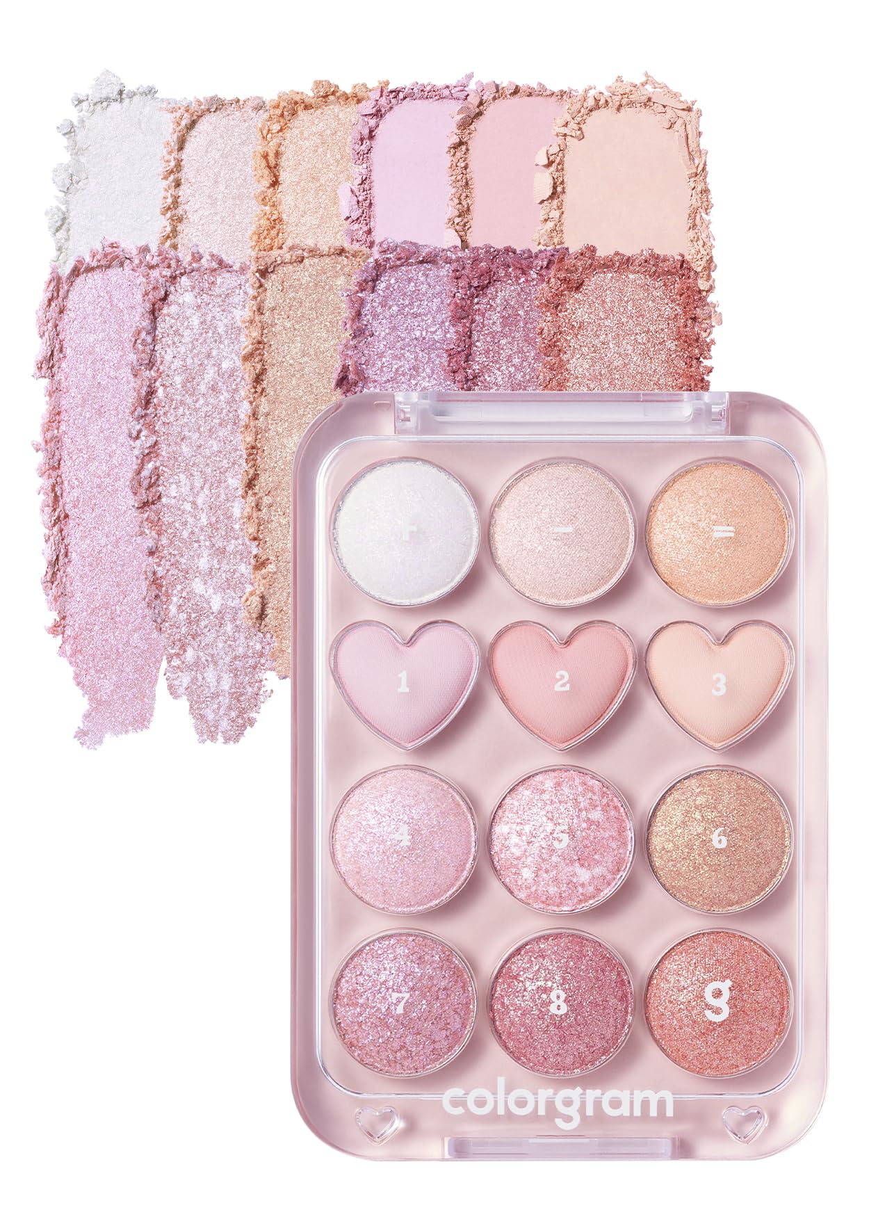 Palette COLORGRAM Pin Point Yeux 04 ouverte montrant les couleurs variées, look quotidien possible.