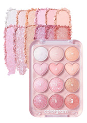 Palette COLORGRAM Pin Point Yeux 04 ouverte montrant les couleurs variées, look quotidien possible.
