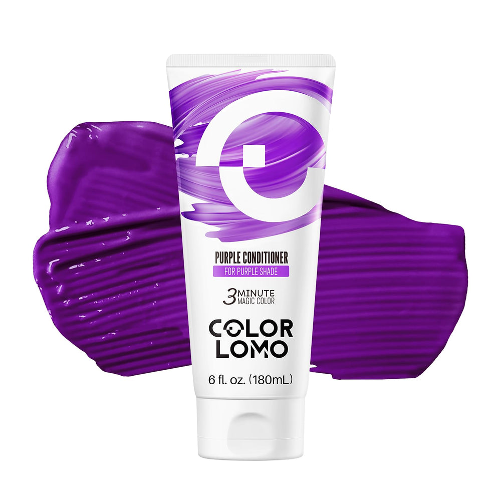 COLORLOMO: bouteille colorant violet prête à déposer une couleur durable sur les cheveux.