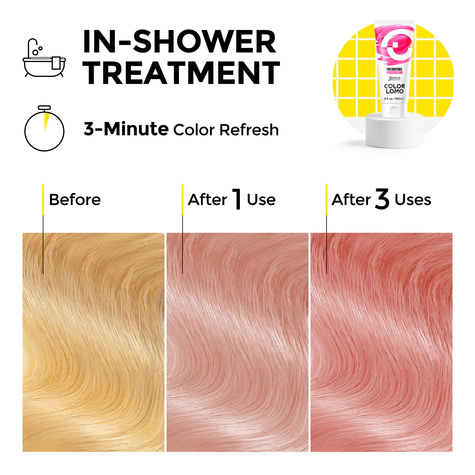 COLORLOMO usage quotidien sur cheveux humides, couleur prolongée.