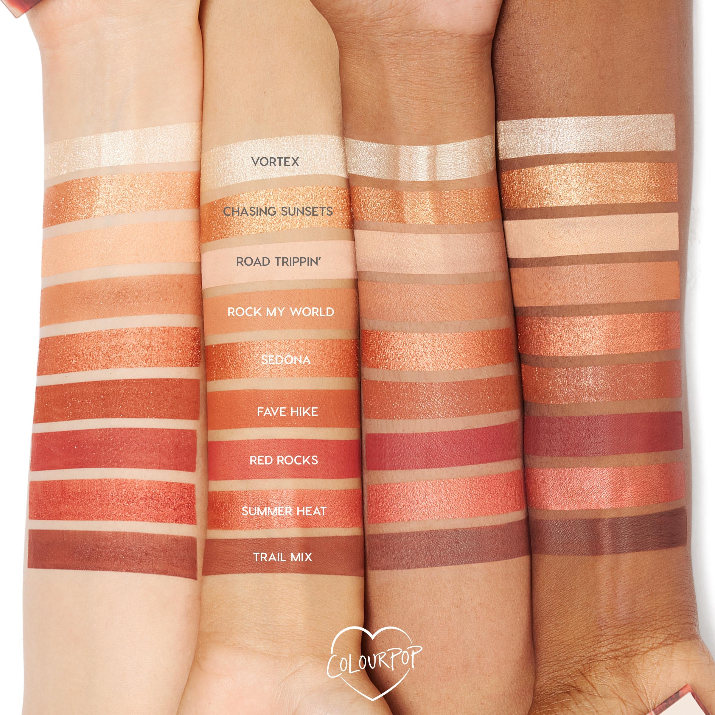 ColourPop Rock On: palette terracotta bronzée, idéale pour des accents chauds.