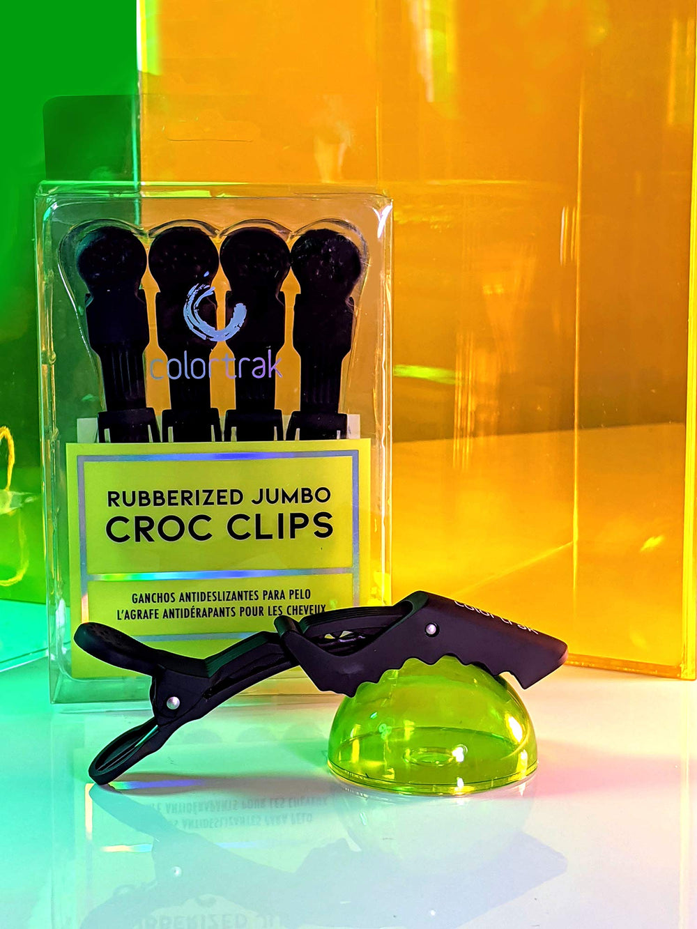 Colortrak pinces crocodile, design double-charnière, confort professionnel pour les sessions coiffure.