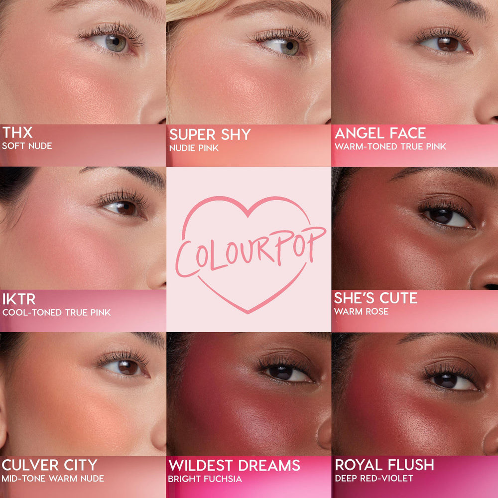 Utilisation en couches ColourPop Blush Liquide, intensité personnalisable.