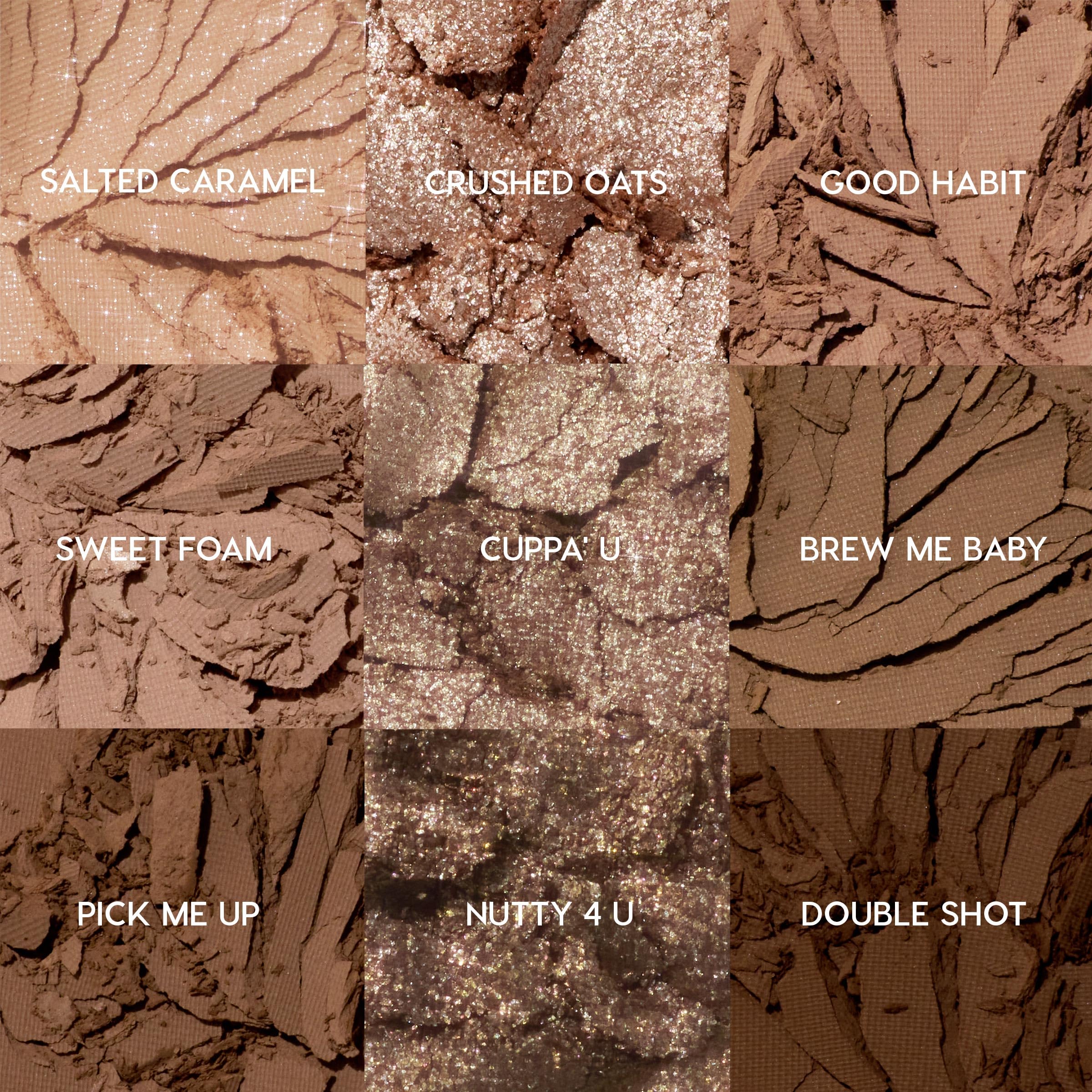 Teintes matte ColourPop Deja Brew, transitions douces et faciles à estomper.