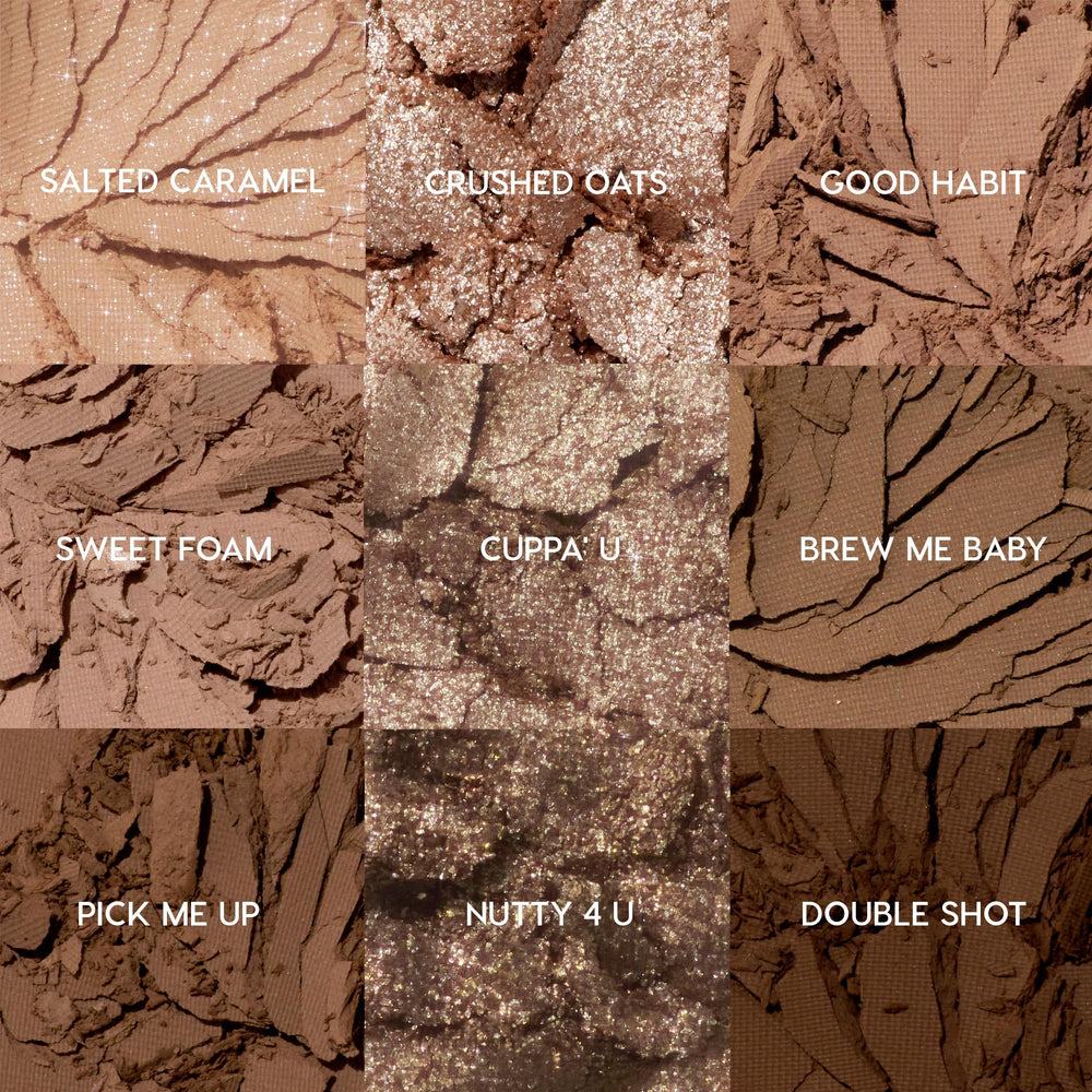 Teintes matte ColourPop Deja Brew, transitions douces et faciles à estomper.