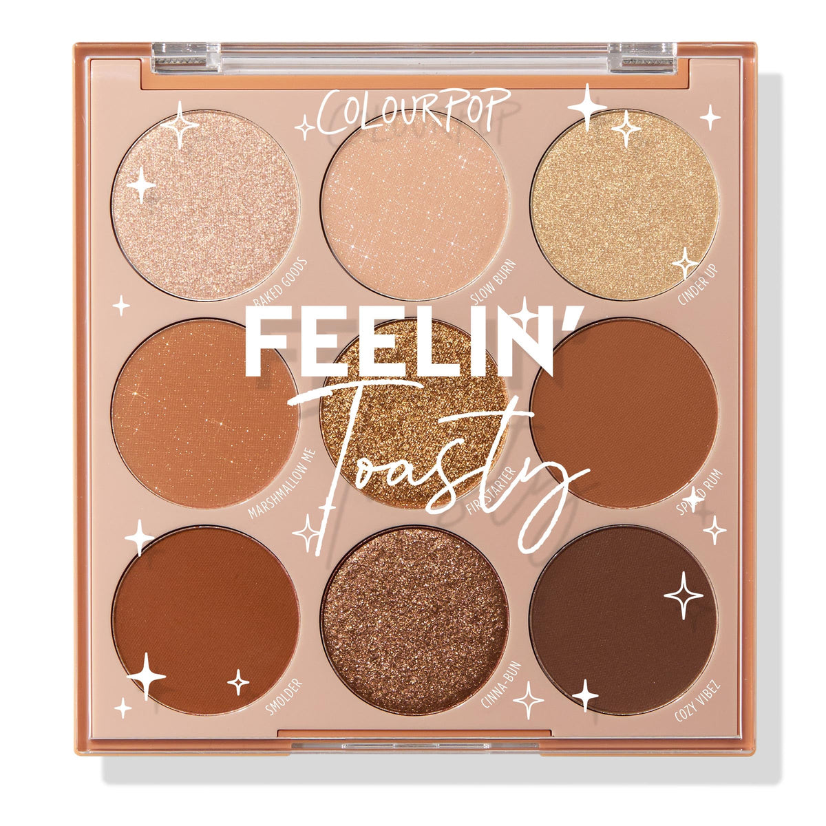 ColourPop Feelin' Toasty palette cover with warm tones for versatile day-to-night looks.