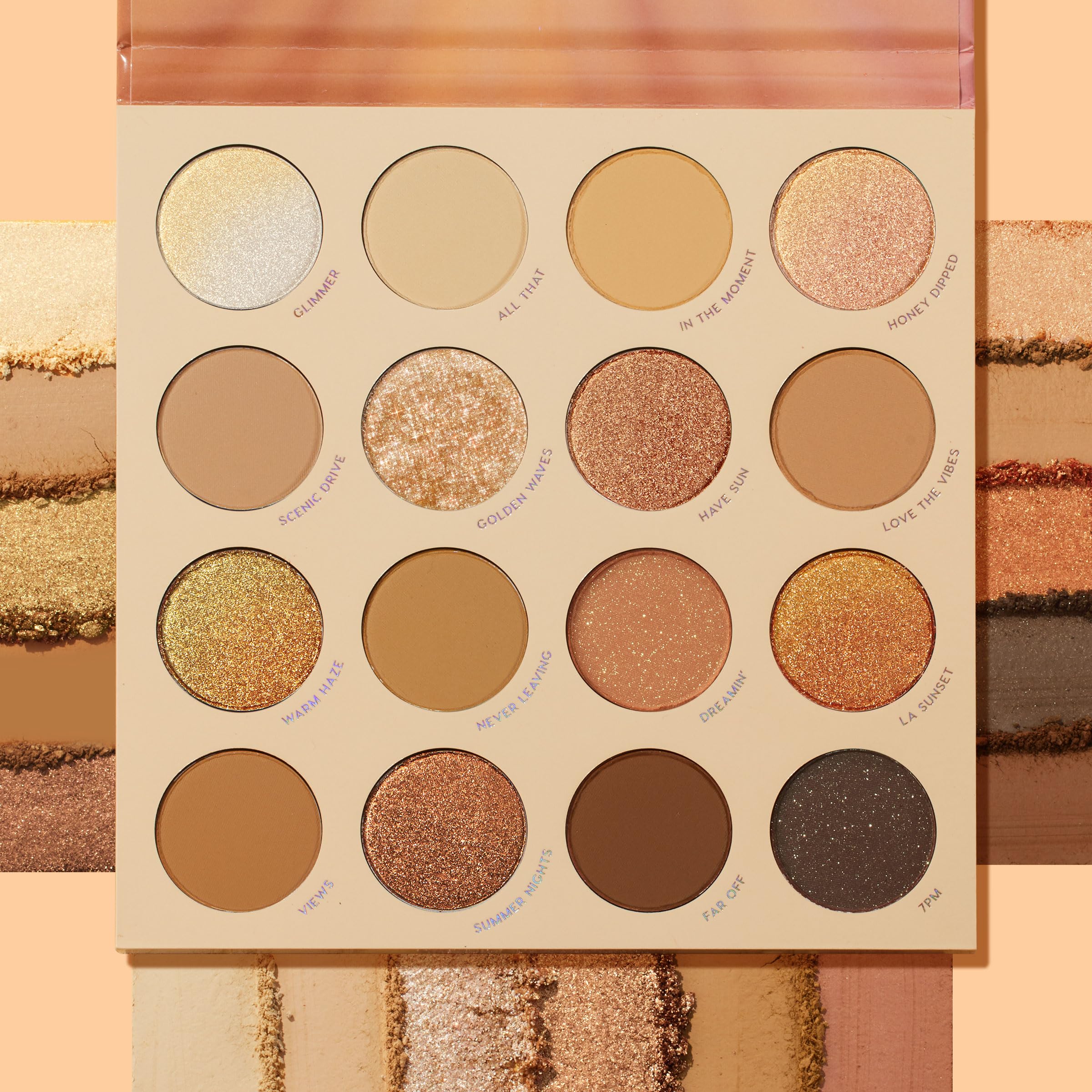 Palette ColourPop Golden Hour – ombres métalliques avec éclat lumineux.