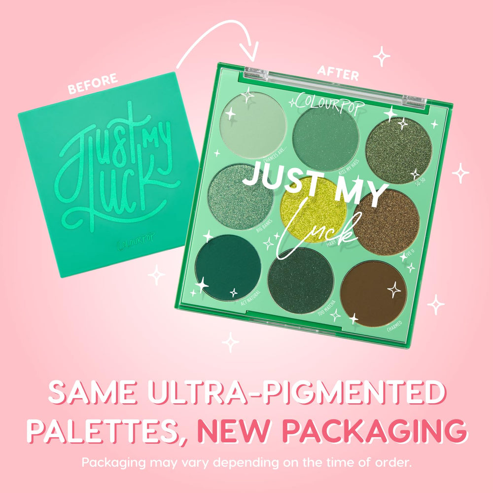 Échantillons vert ColourPop Just My Luck : dégradés vert pour tester les teintes