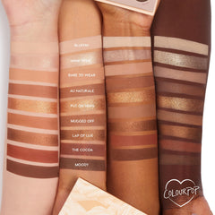 Finition matte et métallique ColourPop Nude Mood pour des contrastes nets et lumineux.