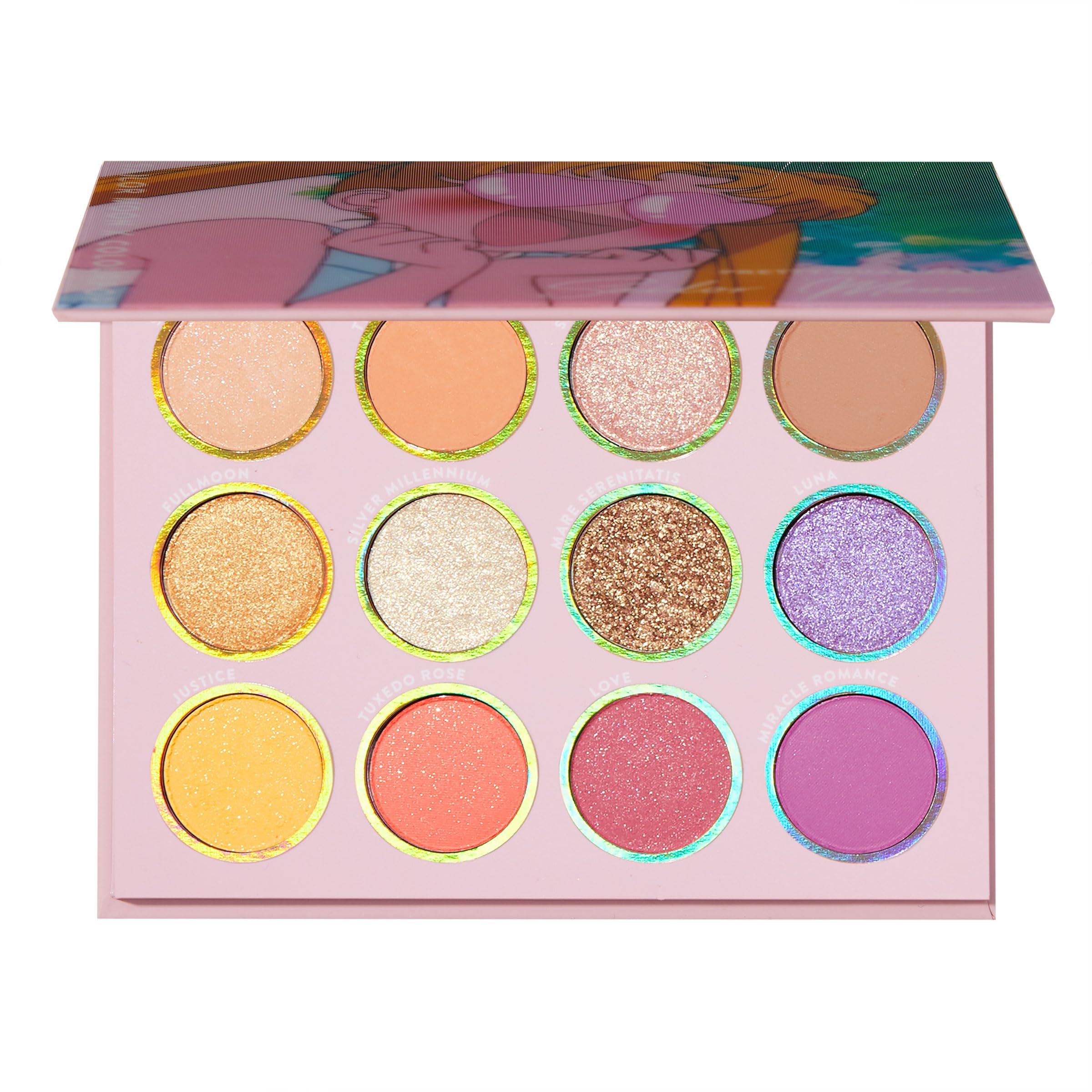 Palette ColourPop Sailor Moon Cristal argenté – rose doux et reflet doré pour un regard lumineux.