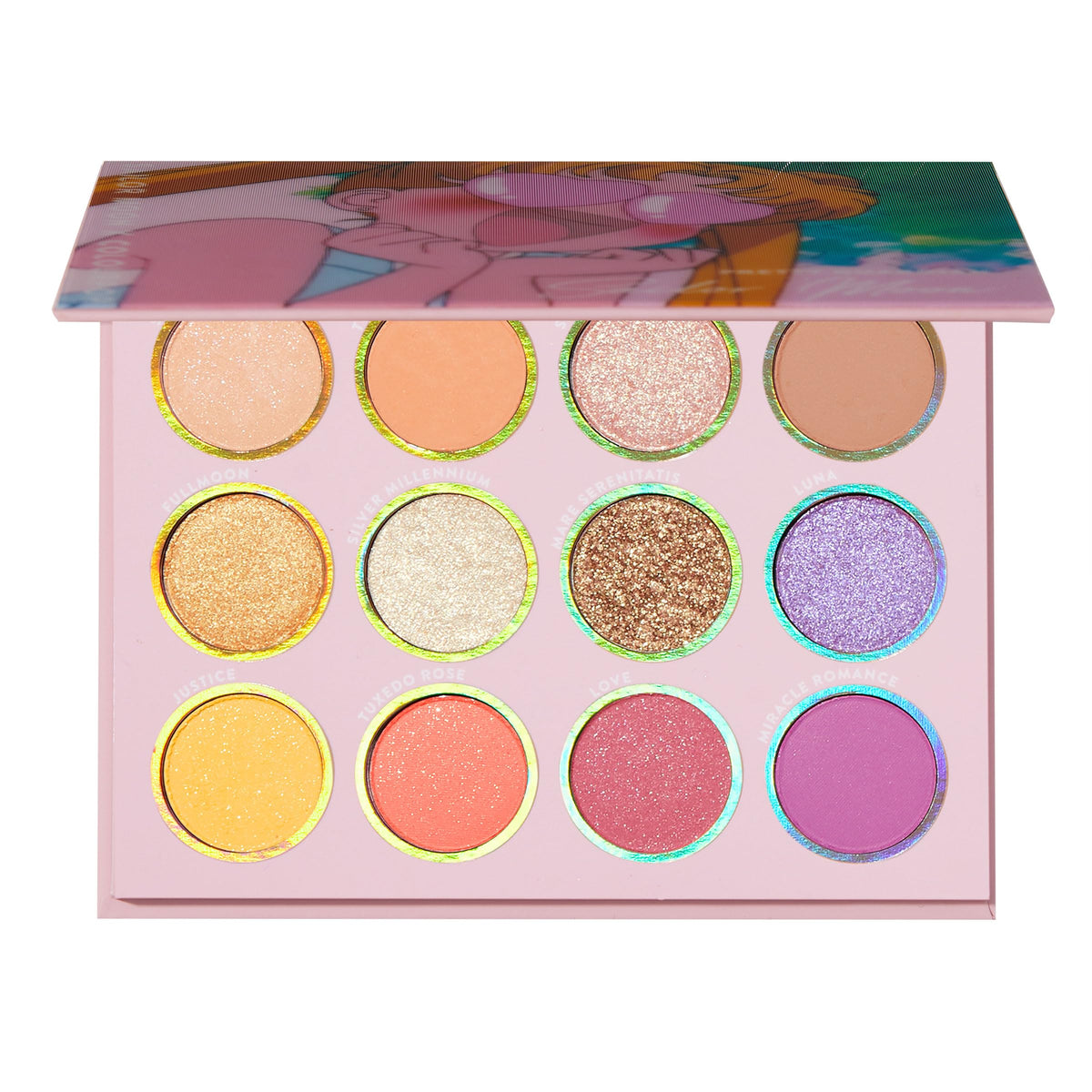 Palette ColourPop Sailor Moon Cristal argenté – rose doux et reflet doré pour un regard lumineux.