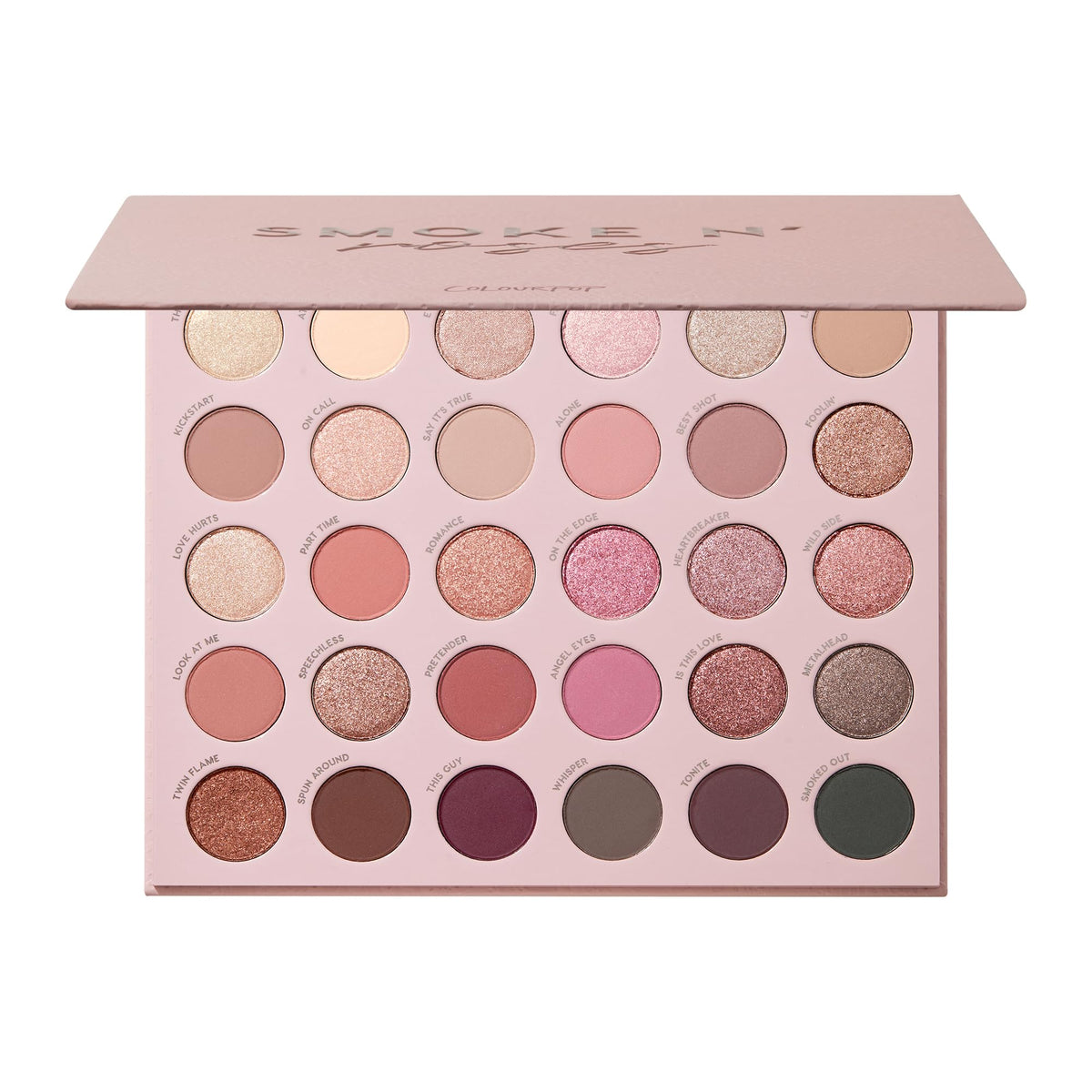Palette ColourPop Smoke N Roses, boîtier compact, teintes roses intenses pour smoky romantique.