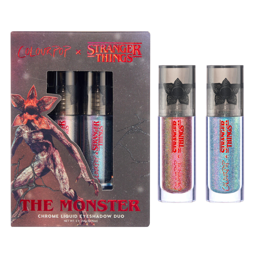 ColourPop x Stranger Things – ombre liquide chrome multi-reflets pour un regard lumineux et durable.