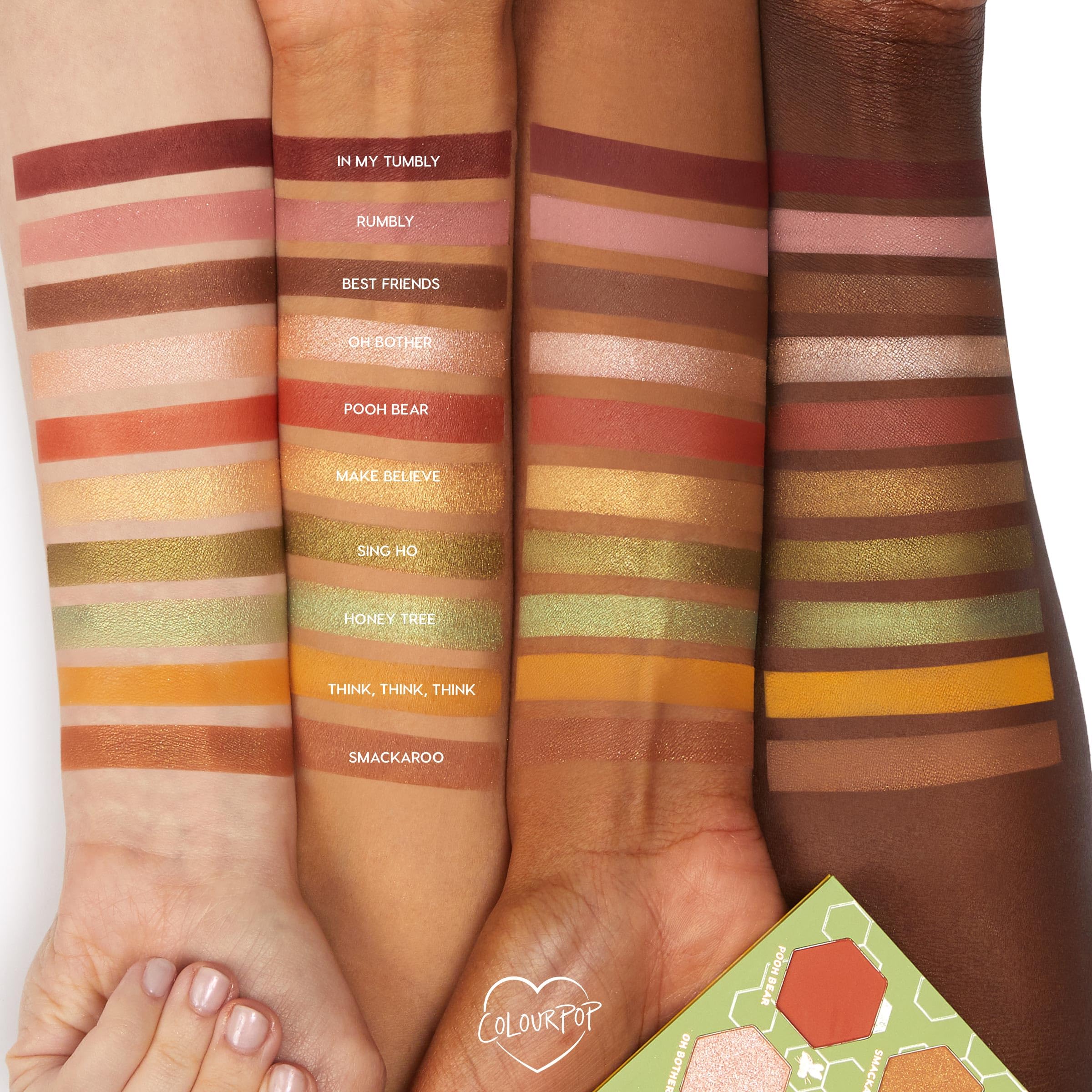 ColourPop Winnie the Pooh Sweet As Can Bee application with brushes for precise color payoff