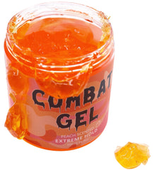 Combat Gel Peach Extreme Hold bottle back highlighting alcohol-free cruelty-free formula
