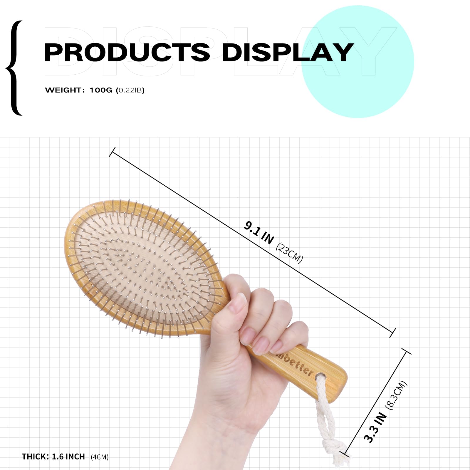 Combetter brosse en bambou adaptée à tous les types de cheveux