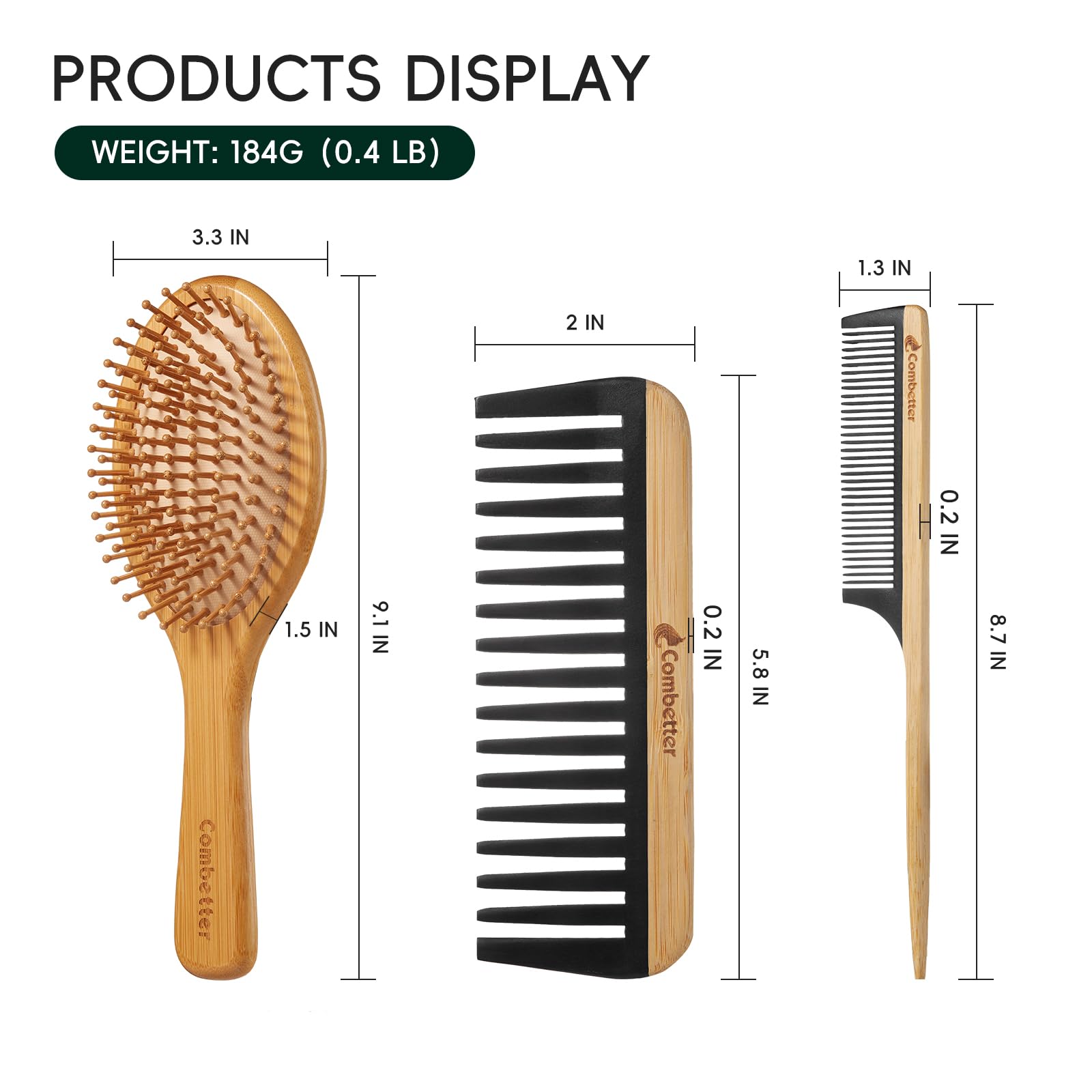 Brosse Combetter avec coussin d’air, anti-statique et confortable sur les cheveux.