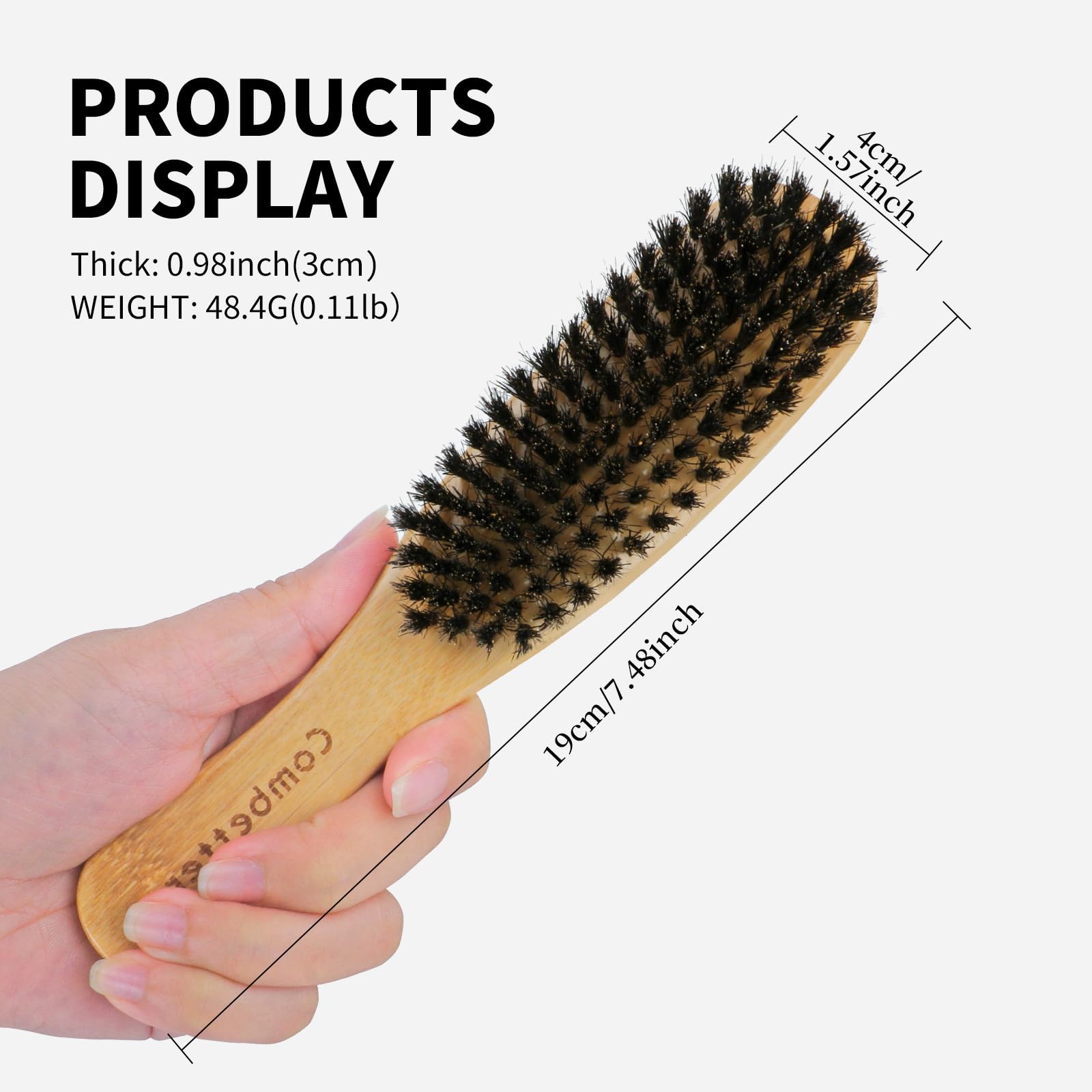 Design courbe de la brosse Combetter épouse la forme du crâne.