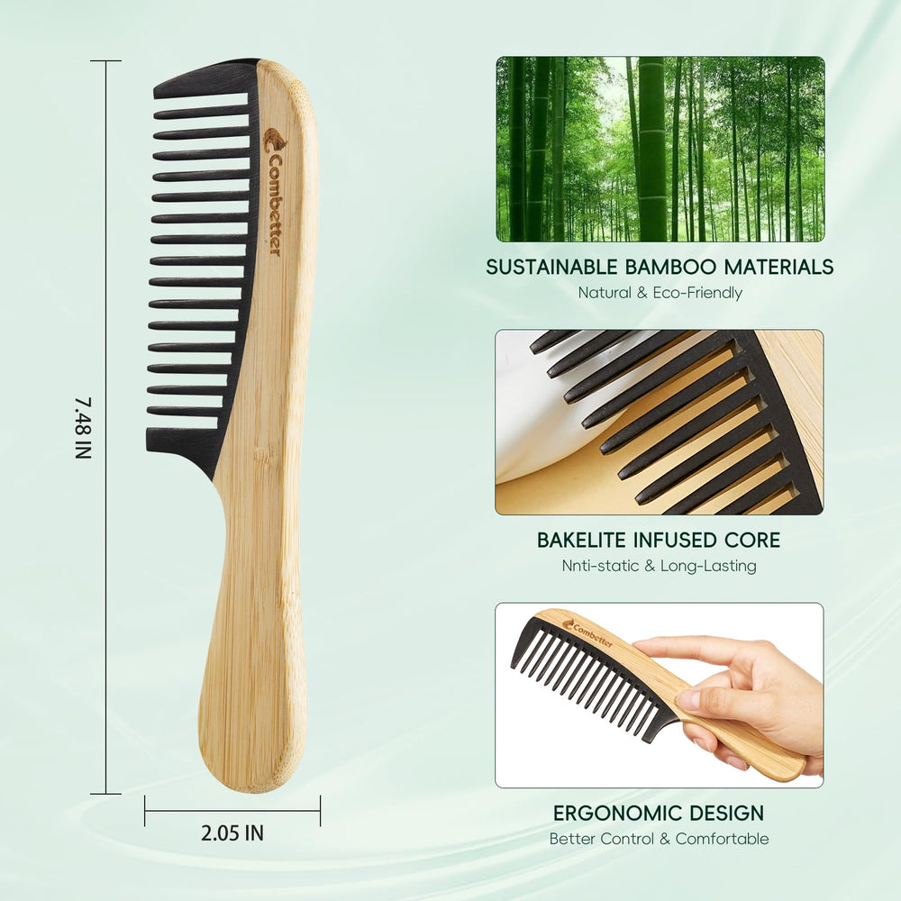 Le peigne Combetter en bambou est anti-statique pour des cheveux plus lisses.