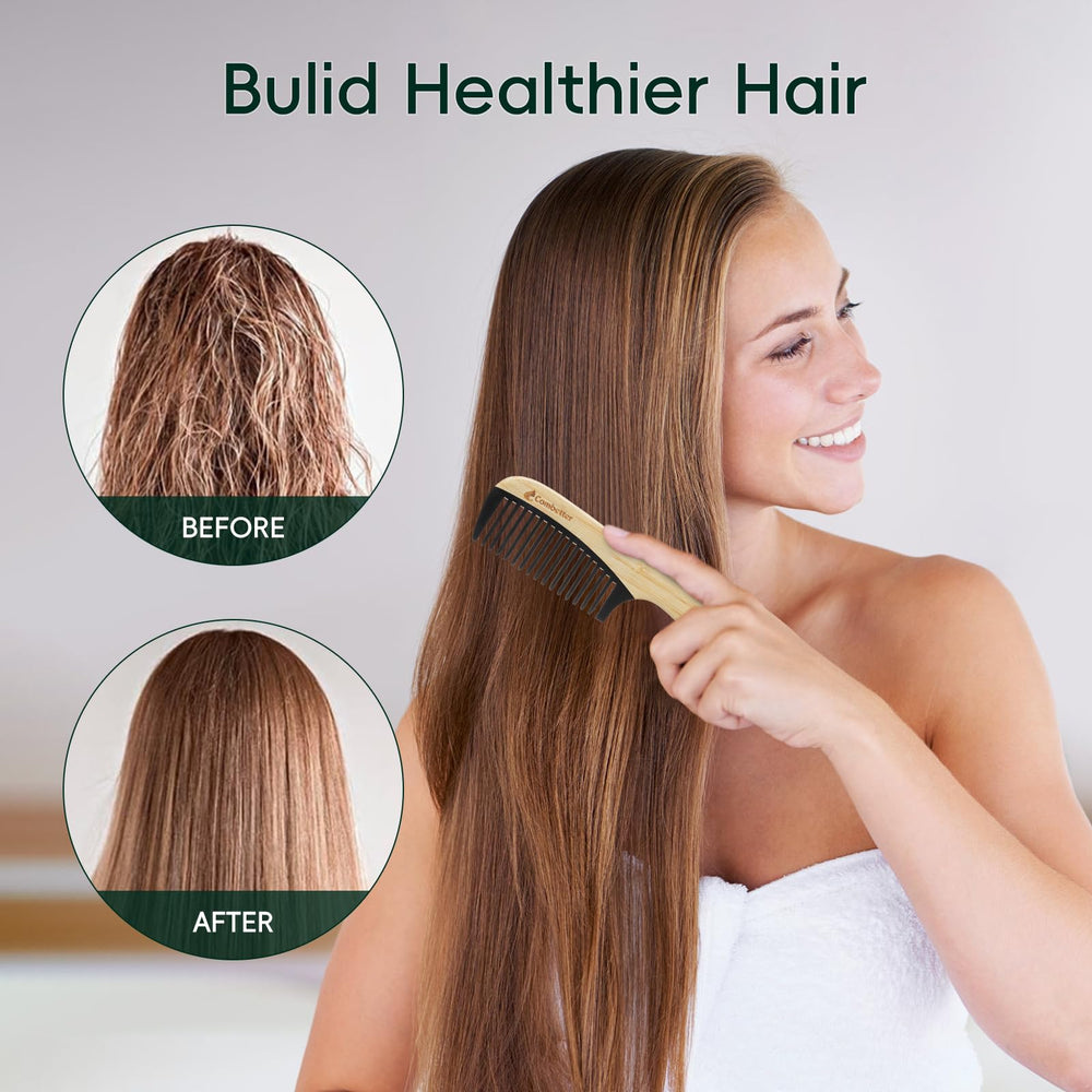 Combetter peigne pour barbe et cheveux pour hommes en bambou.