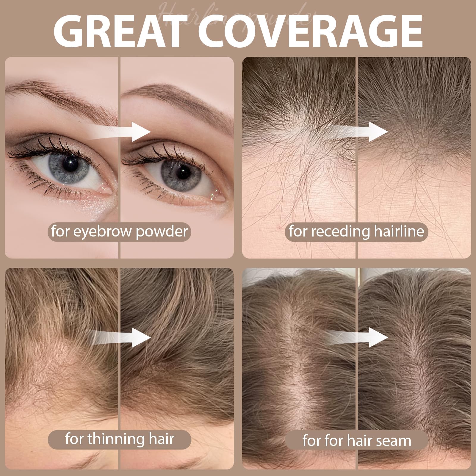 Comdian poudre ligne cheveux brun clair brosse applicatrice facilite l’application précise