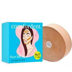 Comfordent tape-visage-roll-beige : soutien discret du contour et raffermissement possible.