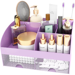 COMFYROOM Organisateur maquillage à 6 sections et 2 tiroirs, rangement clair.