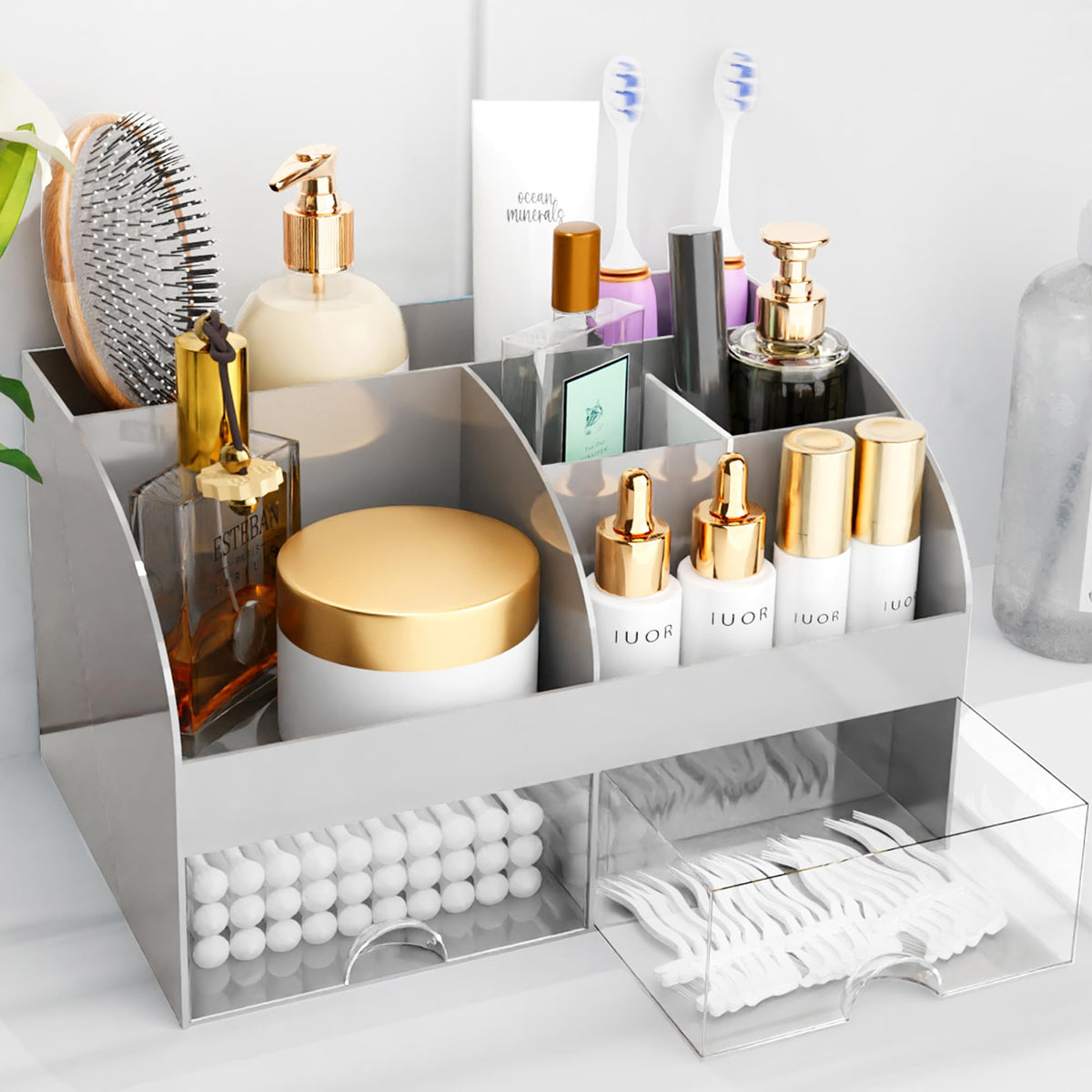 COMFYROOM organisateur gris avec tiroirs transparents pour retrouver rapidement vos produits