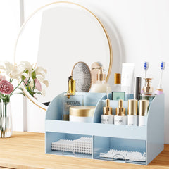 COMFYROOM Organisateur pinceaux maquillage bleu, compartiments dédiés pour pinceaux et crayons.