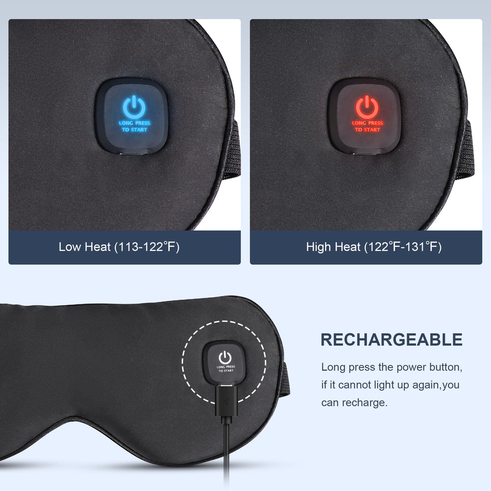 COMFYTHERA Masque Yeux Chauffant Sans Fil — contrôle de température pour un confort personnalisé.