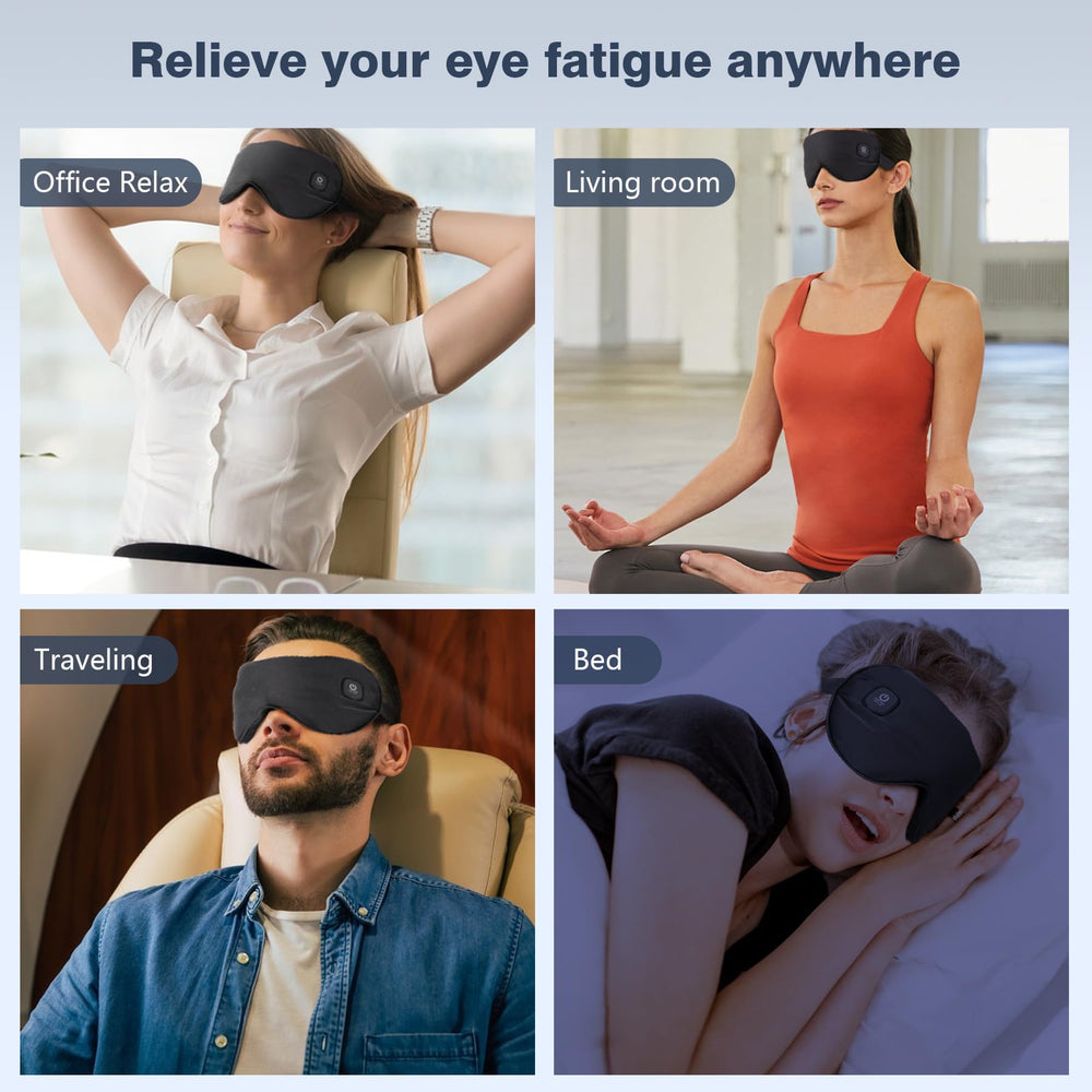 COMFYTHERA Masque Yeux Chauffant Sans Fil — élastiques réglables pour un ajustement confortable.