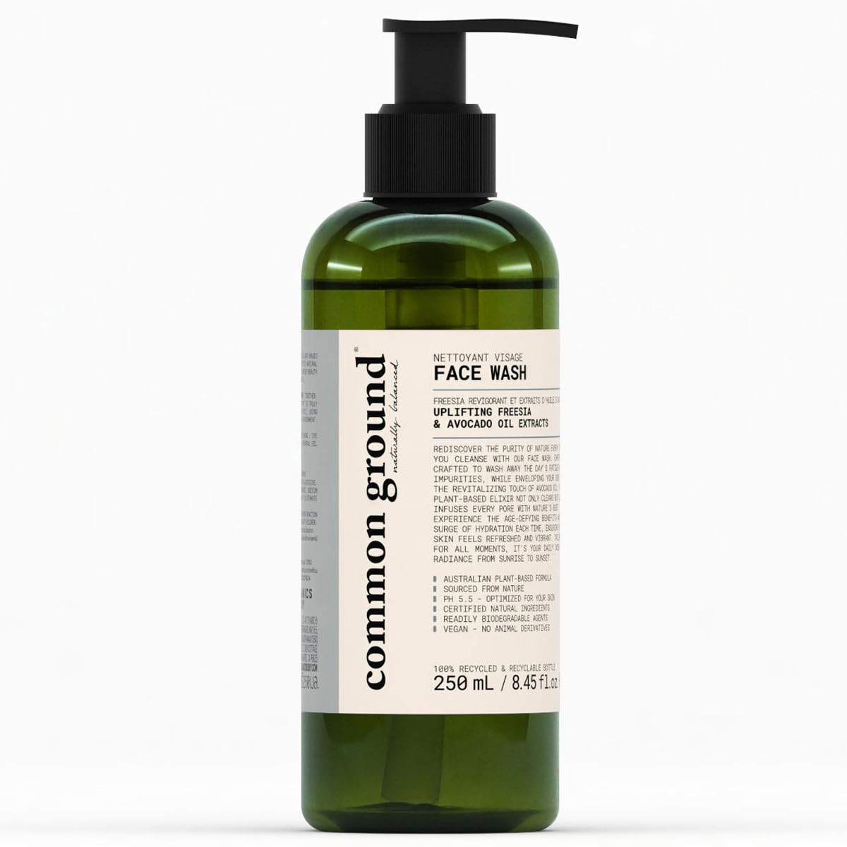 COMMON GROUND Nettoyant Visage – bouteille avocats, hydratation douce pour tous les types de peau