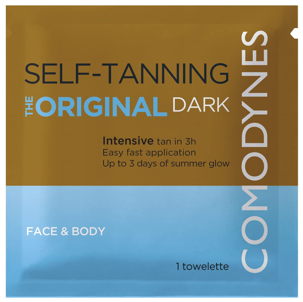 Comodynes lingettes auto-bronzantes intensives pour visage et corps; teinte naturelle.