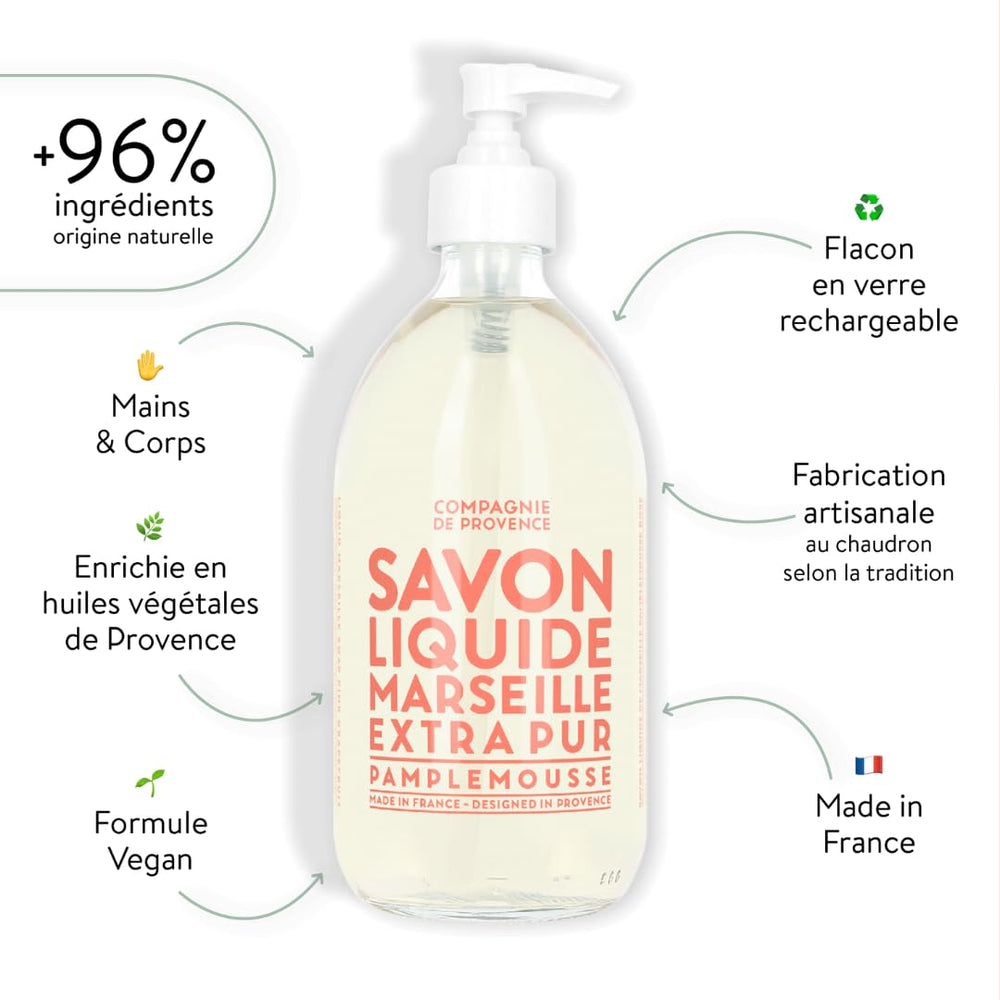 Parfum pamplemousse rose de Compagnie de Provence apportant énergie matinale.