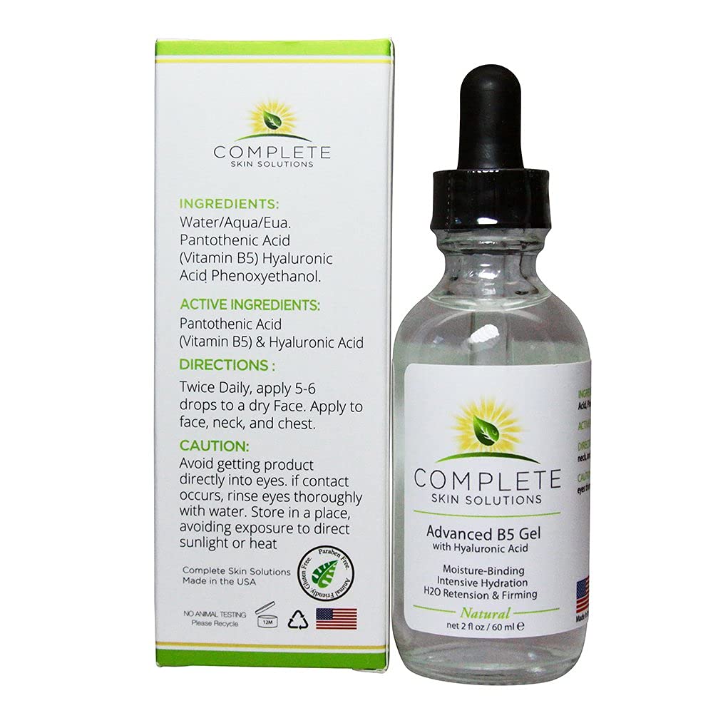 Complete Skin Solutions sérum B5 appliqué sur le visage pour une peau douce.