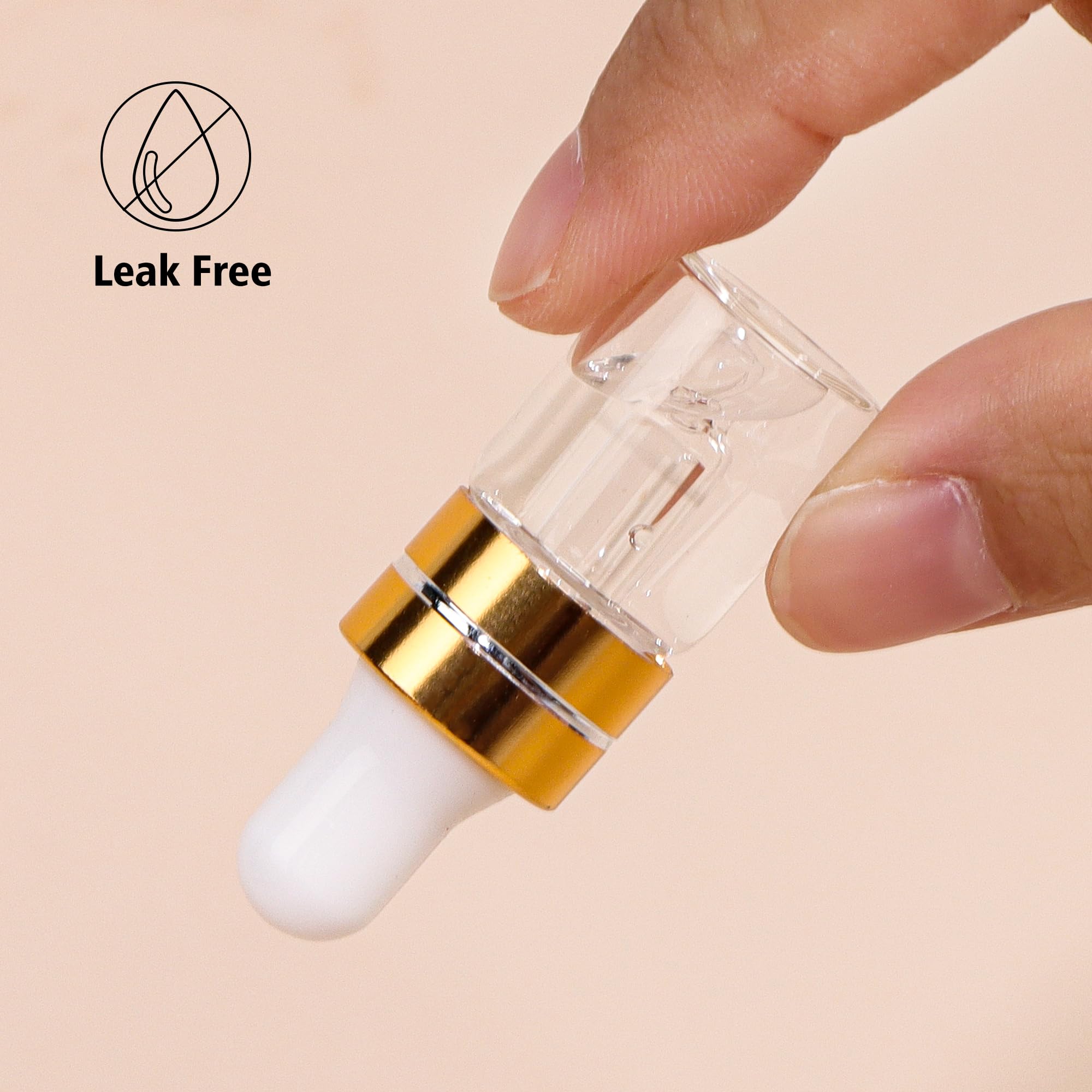 Capuchon doré sur bouteille Comrzor 2ml, étanchéité assurée en déplacement.