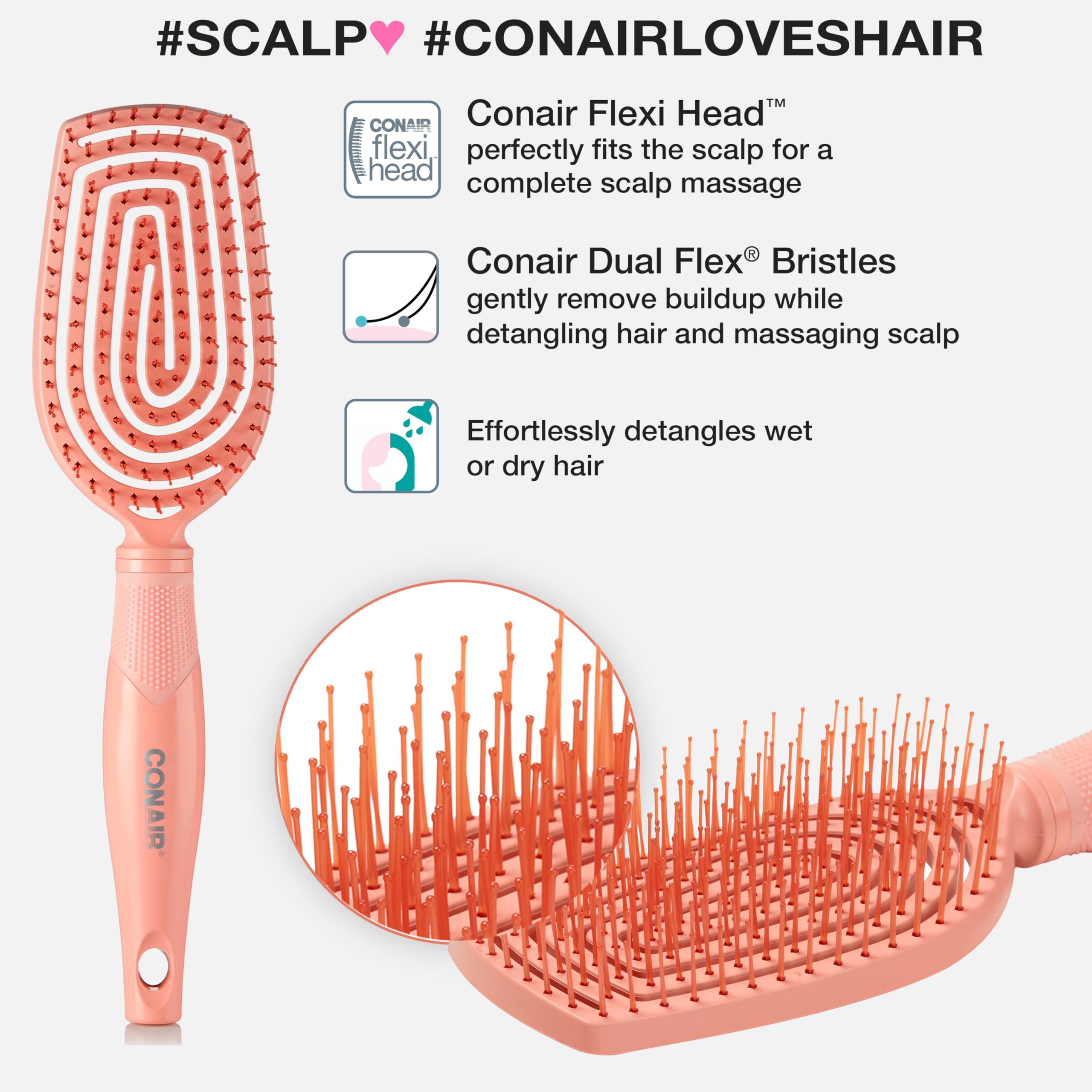 Conair brins Dual Flex – démêlage sans tiraillement et douceur.