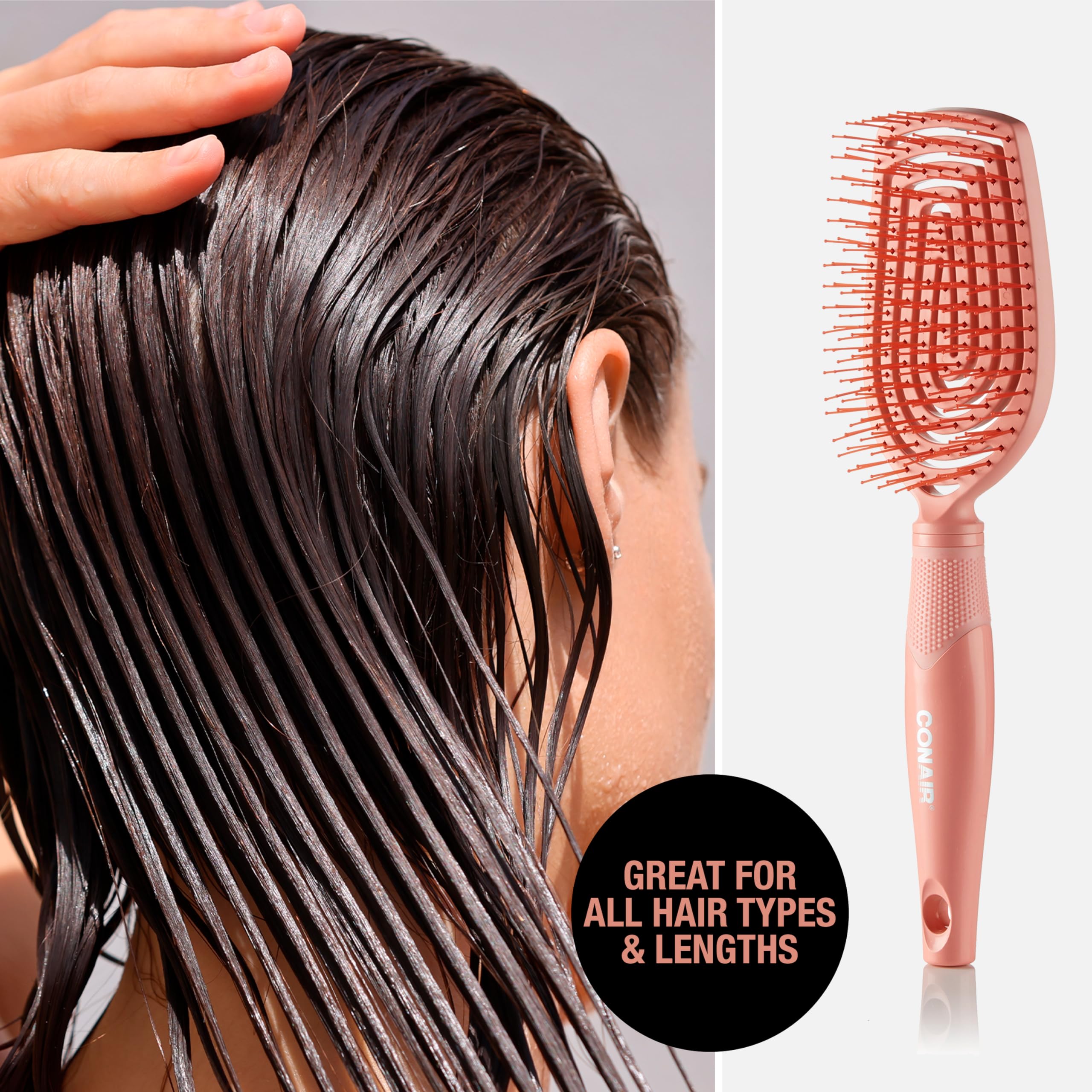 Conair brosse écologique – plastique recyclé à 85% pour une routine responsable.