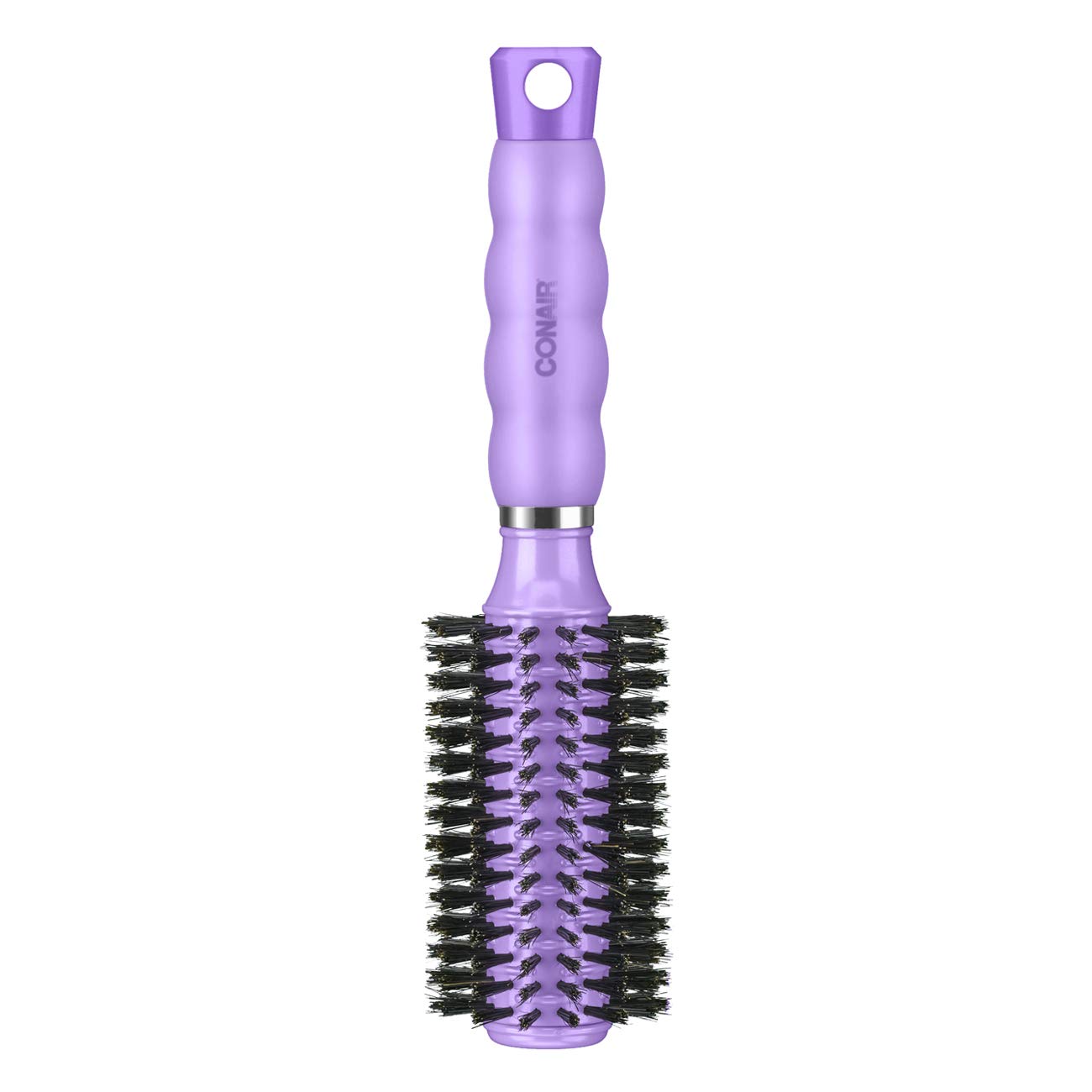 Brosse Conair ronde avec poils de sanglier naturels pour un éclat des cheveux.