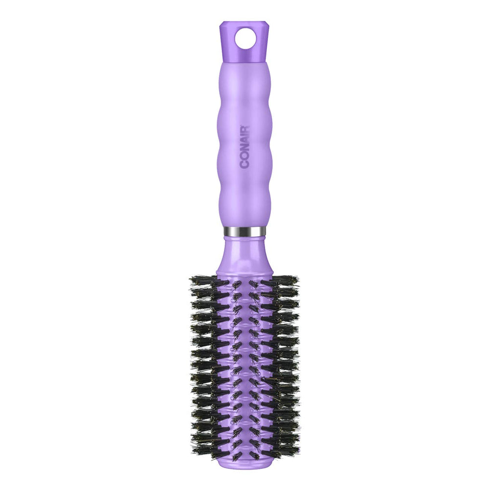 Brosse Conair ronde avec poils de sanglier naturels pour un éclat des cheveux.