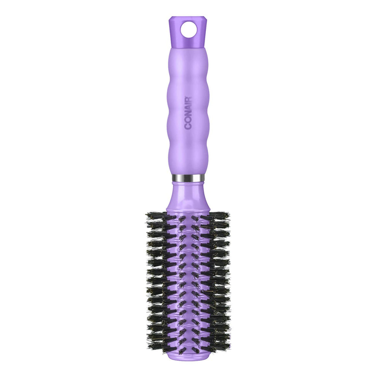 Brosse Conair ronde avec poils de sanglier naturels pour un éclat des cheveux.