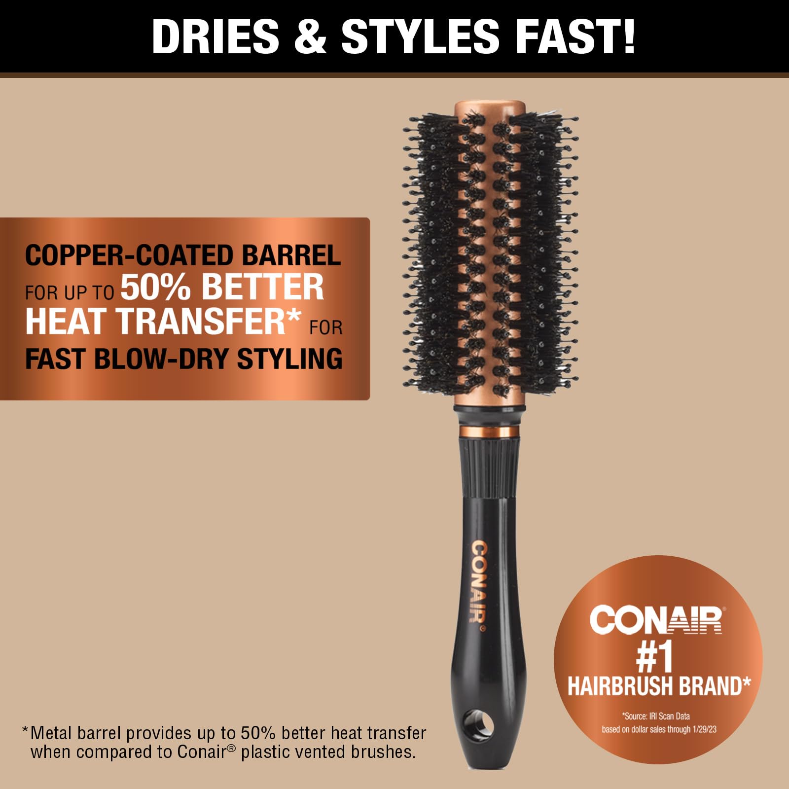 Conair Collection Cuivre: distribution des huiles pour brillance naturelle.