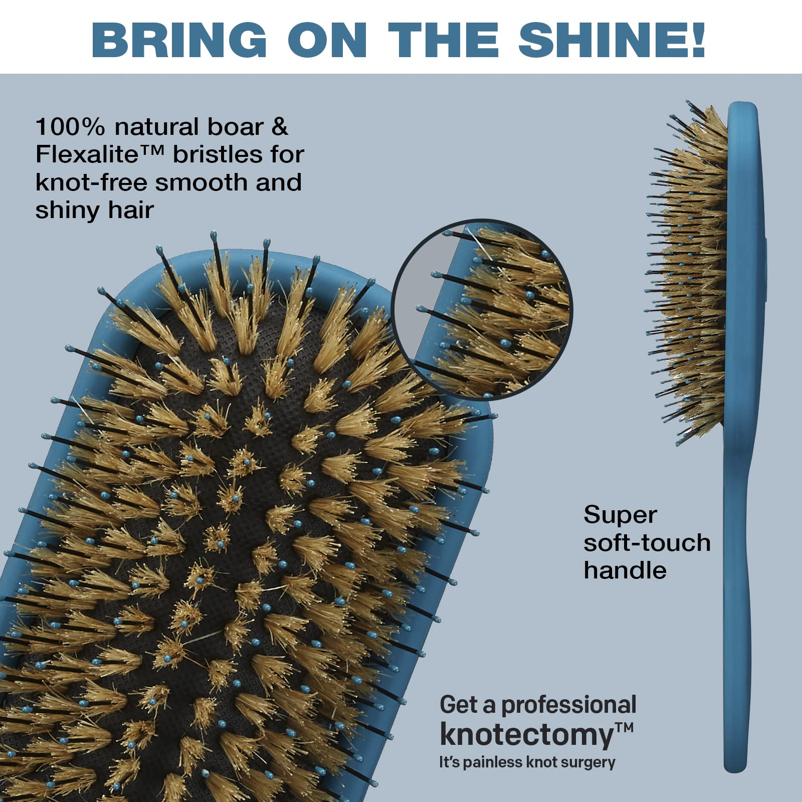 Brins en poils naturels et Flexalite pour démêlage en douceur et brillance.